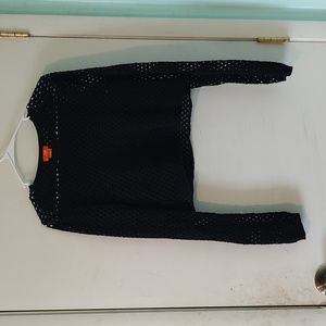 Black mesh cropped sweater